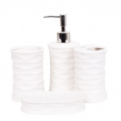 Set de baño Art. TDY 10430 cerámica esmaltada 95% PVC 5% x4 accesorios