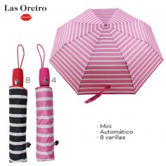 Paraguas corto automático Art. ORE 6217.2 ROSA nylon 100% liso c/ 8 varillas 97 cm. diámetro